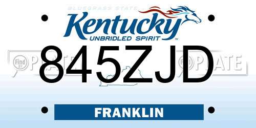 845ZJD Kentucky License Plate