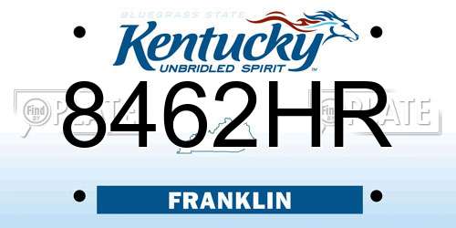 8462HR Kentucky License Plate