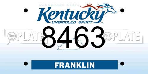 8463 Kentucky License Plate