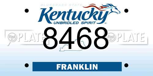 8468 Kentucky License Plate