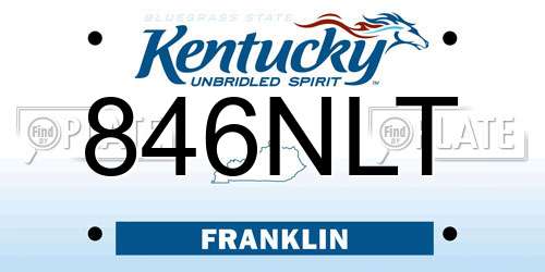 846NLT Kentucky License Plate