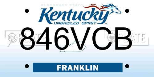 846VCB Kentucky License Plate