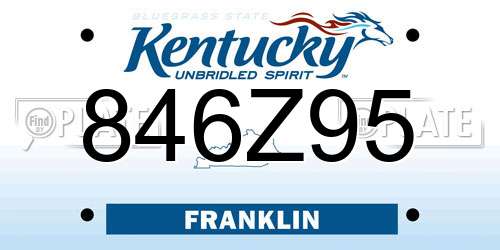 846Z95 Kentucky License Plate