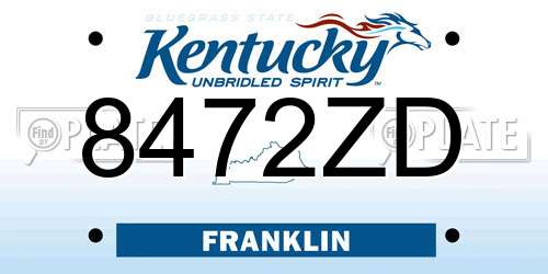 8472ZD Kentucky License Plate
