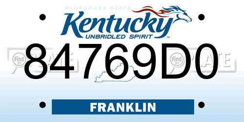 84769D0 Kentucky License Plate