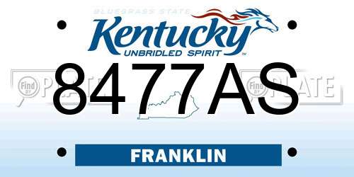 8477AS Kentucky License Plate