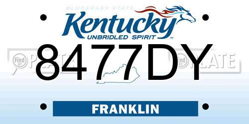 8477DY Kentucky License Plate