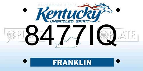 8477IQ Kentucky License Plate
