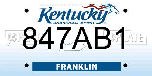 847AB1 Kentucky License Plate