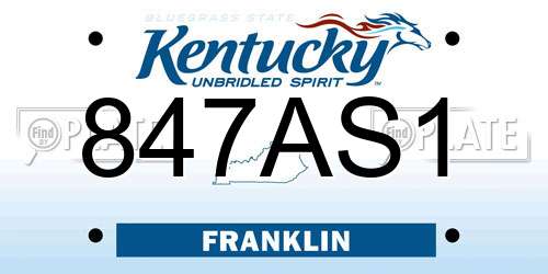 847AS1 Kentucky License Plate