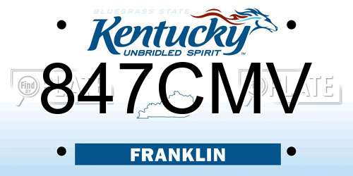 847CMV Kentucky License Plate