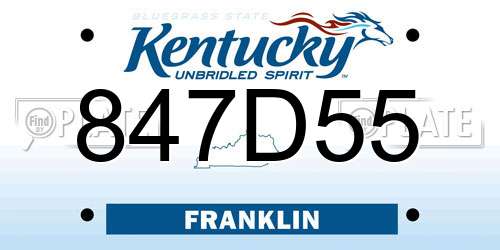847D55 Kentucky License Plate