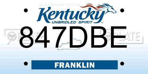 847DBE Kentucky License Plate
