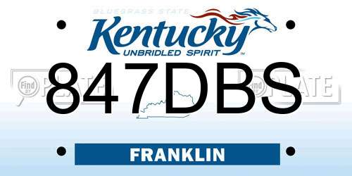 847DBS Kentucky License Plate