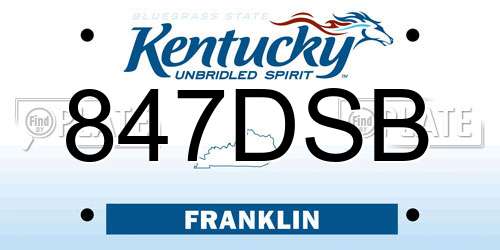847DSB Kentucky License Plate