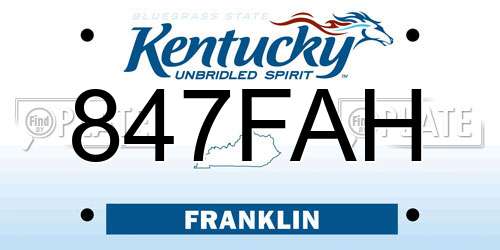 847FAH Kentucky License Plate