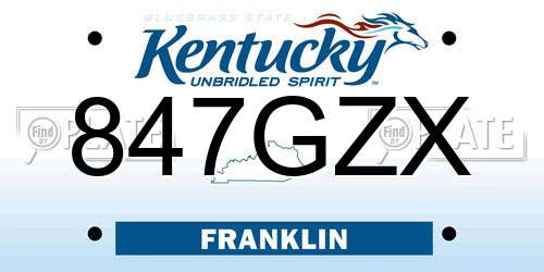847GZX Kentucky License Plate