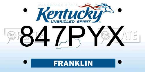 847PYX Kentucky License Plate