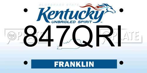 847QRI Kentucky License Plate