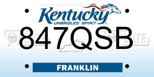 847QSB Kentucky License Plate