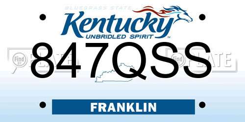 847QSS Kentucky License Plate