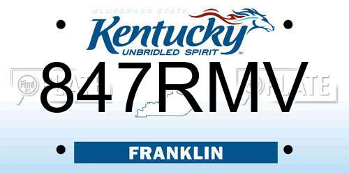 847RMV Kentucky License Plate