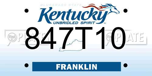 847T10 Kentucky License Plate