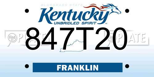 847T20 Kentucky License Plate