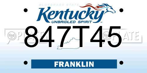 847T45 Kentucky License Plate
