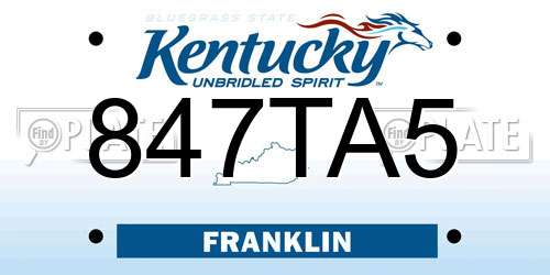 847TA5 Kentucky License Plate