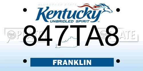 847TA8 Kentucky License Plate
