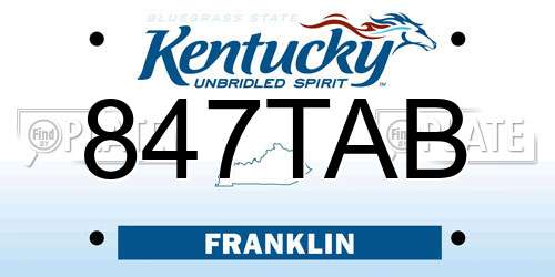 847TAB Kentucky License Plate