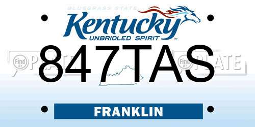 847TAS Kentucky License Plate