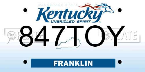 847TOY Kentucky License Plate