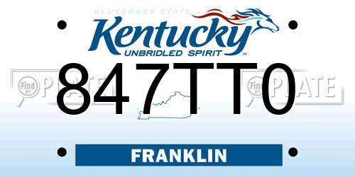 847TT0 Kentucky License Plate