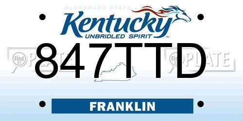 847TTD Kentucky License Plate