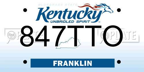 847TTO Kentucky License Plate