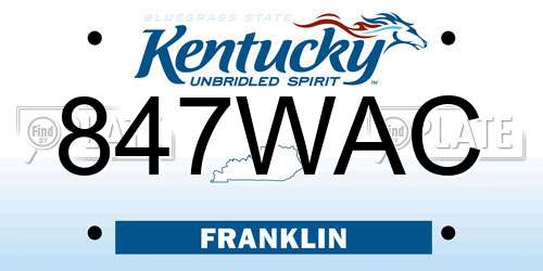 847WAC Kentucky License Plate