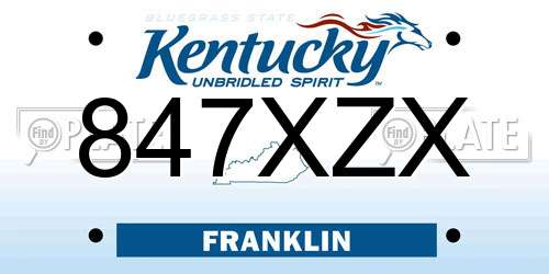 847XZX Kentucky License Plate