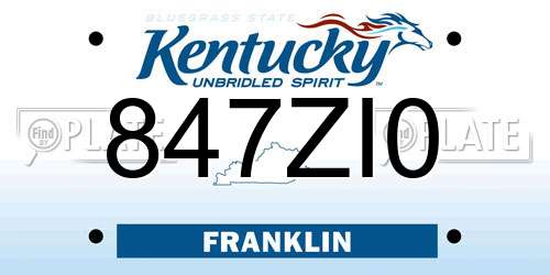 847ZI0 Kentucky License Plate