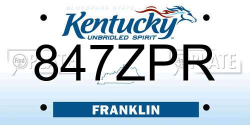 847ZPR Kentucky License Plate