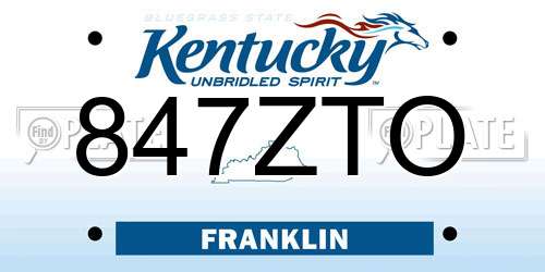 847ZTO Kentucky License Plate