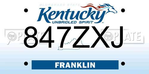 847ZXJ Kentucky License Plate