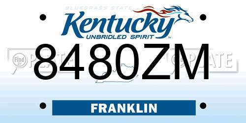 8480ZM Kentucky License Plate