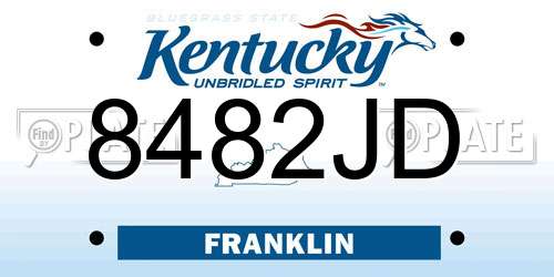 8482JD Kentucky License Plate