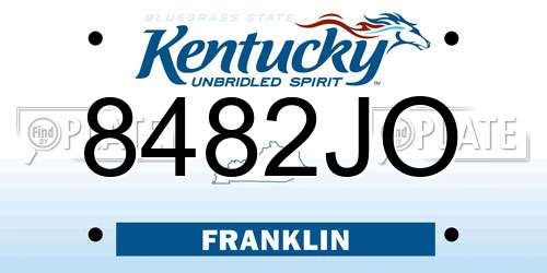 8482JO Kentucky License Plate