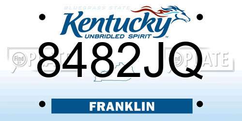 8482JQ Kentucky License Plate