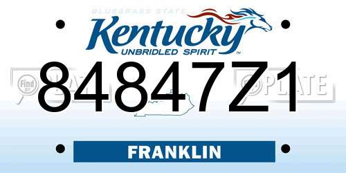 84847Z1 Kentucky License Plate