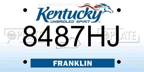 8487HJ Kentucky License Plate