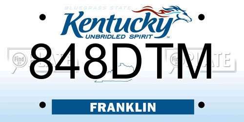 848DTM Kentucky License Plate